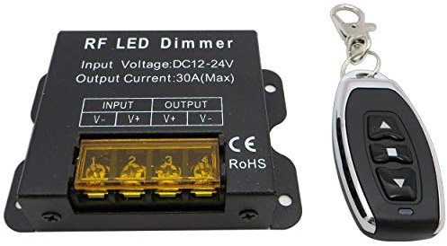 Variateur sans fil - 30 A - Courant continu 12 V/DC - Avec télécommande, fiche et prise - Pour toutes les lampes LED variables