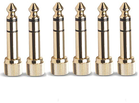 winwill 6 Stück vergoldete Klinke Adapter 6,35mm Stecker auf 3,5mm Buchse Adapter Anschraubadapter 1/4 Stecker auf 1/8 Buchse