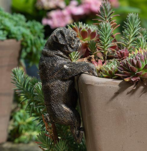 Pot Buddies Handgefertigte Mops-Figur Pflanztopf Aufhänger – Dekorative hängende Gartendekoration – Blumen-Übertopf Figur
