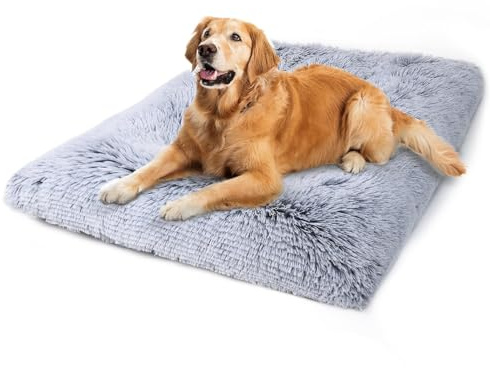 Vonabem Large Dog Bed Crate Pad 36 inch, Washable Pet Beds Medium Small Sized Dogs, Deluxe Plush Warm Anti-Slip Puppy Mats for Sleeping, Soft Kennel Pads 35 * 23 inch Grey
