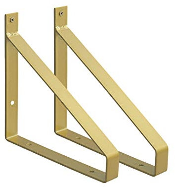 Shelf Brackets Schwerlast Wandregal Regalhalterung 2 Stück, Metall Schmiedeeisen Dreieck Regalwinkel mit Schrauben ,Winkelträger rechtwinklig Wandmontage Regalhalterungen (20cm/7.9in,Gold)