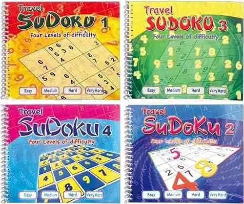 4 x Travel Sudoku Books Spiral Bound 135 Puzzles in Each Activity Book