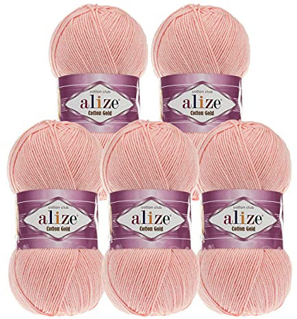 5 x 100g Strickgarn Alize Cotton Gold Uni Klassikgarn Häkelgarn Strick-Wolle Farbwahl