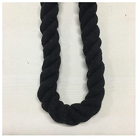 XIEJING Makramee Garn，Makramee Seil 20mm Dicke farbige dekorative 3-Strang geflochtene verdrehte Baumwollseil DIY handgemachte Zubehör Makramee Kordel gewebte Treppenleiter Drehkordel (Color : Black)