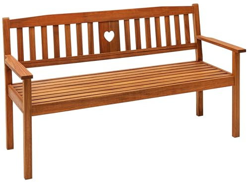 Dehner Gartenbank Heart, braun, 90 x 158.5 x 61 cm | 3-Sitzer, FSC®-zertifiziertes Akazienholz