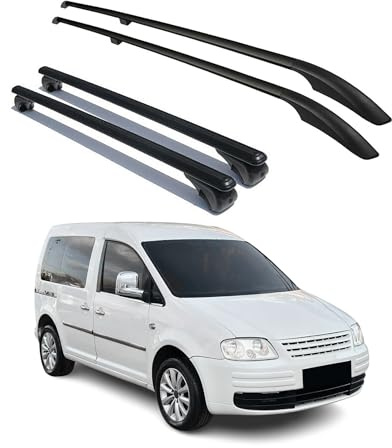 OMAC Dachträger für VW Caddy 2003-2015 Kurzer Aluminium 4tlg Schwarz | inkl. Dachreling (Set), Querträger, Grundträger