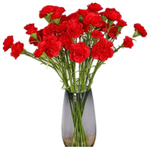 Künstliche Nelken aus Seide,Hortensien,Blumenstrauß,Kunststoffpflanze,geeignet für Foto-Requisiten,Familienfeier,Brautstrauß, Dekoration (rot)