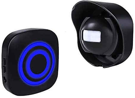 SiegenPro Alarma de Seguridad Timbre de Alarma inalámbrico con Sensor de Movimiento PIR Infrarrojo Detector ​de Timbre del Sensor Alarma para Entrada del Puerta Casa Tienda y Oficina (Negro, 1S + 1R)