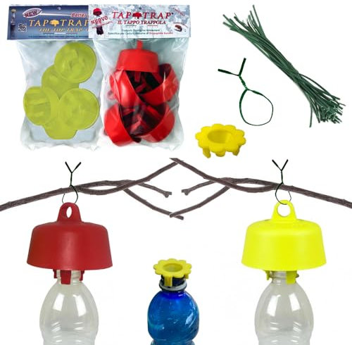 TAP-TRAP® ROSSO e GIALLO - 10 TAPPI TRAPPOLA ORIGINALI - LA VERA ESCA ECOLOGICA - Tappo Trappola Rosso e Giallo (5pz Giallo 5pz Rosso)