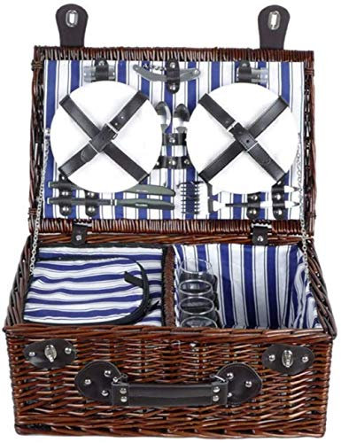 Outdoor Camping Picknicktasche Outdoor Portable Luxus 4 Personen Wicker Chiller Picknickkorb Isolierung Gewebter Korb mit Deckel Camping Traditionelle Picknickkörbe-B