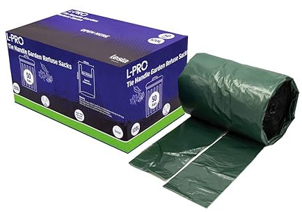 L-PRO Green Tie Handle 50 Garden Refuse Sacks in a Dispenser Box