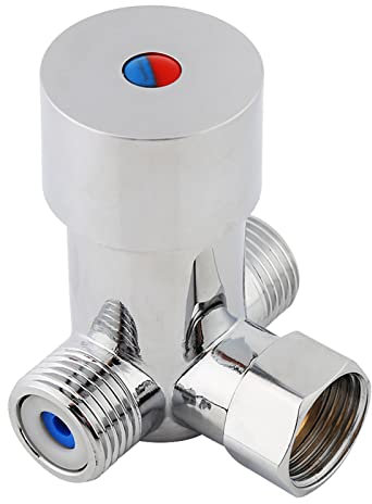 ZLXHDL Valvola Miscelatrice G1/2 in Ottone, Rubinetto Termostatico a Tre Vie per Scaldabagno, Regolatore Temperatura Acqua Calda e Fredda, Compatibile con Rubinetti Bagno e Cucina