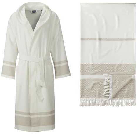Egeria Unisex Lynn Hamam Kapuzenmantel + Pestemal Hamamtuch Bademantel und Saunatuch