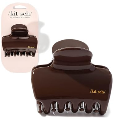 Kitsch Plastic Puffy Claw Clip for Women - 3.15 Inches Claw Clips for Full or Half Ponytail, Secure Hold for Thick Hair, Stylish Hair Accessories | Ideal Gifts for Women - Chocolate, 1pc