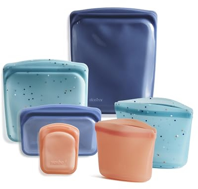 Stasher Lot de 6 sacs en silicone réutilisables de qualité supérieure, spray marin