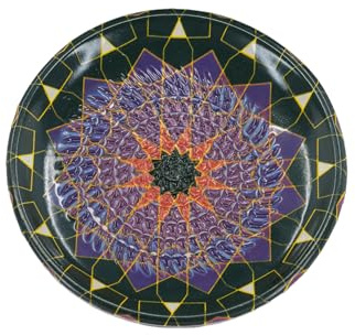 Kaladia Ceramic Grating Plate/Ceramic Slicer - Ideal for Ginger, Parmesan etc. - Black & Purple - Diameter: 12 cm - Handmade & Hand-Painted - Made in Spain