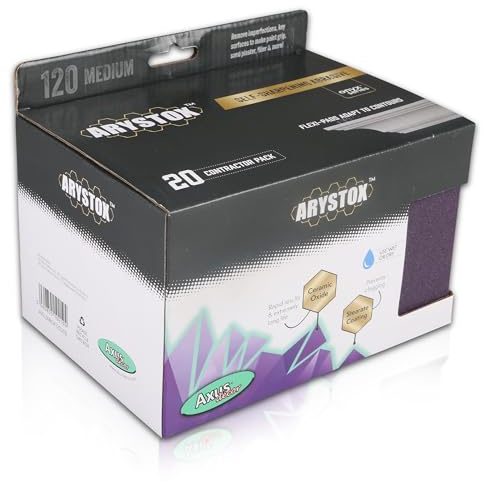 Axus Decor Arystox Ceramic Flexi Pads - Pack of 20, 120 Grit - Non-Stick Stearate Coating & High-Density Foam - Superior Finish on Wood, Metal & More, Ideal For Professional Painters & DIY enthusiasts