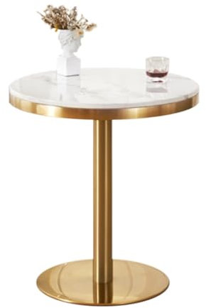 Yopappol Runder Bartisch, hoher Bistro-Pub-Tisch, moderner Frühstückstisch aus weißem Marmor, Kaffee-Besprechungstische, Kleiner Akzenttisch, Nachttisch, Couchtisch(Size:Height 95cm)