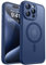 CANSHN Magnetic Compatible with iPhone 15 Pro Case, Upgraded [Full Camera Protection] [Compatible with Magsafe] [Translucent Matte] Shockproof Protective Phone Case 6.1 - Deep Blue