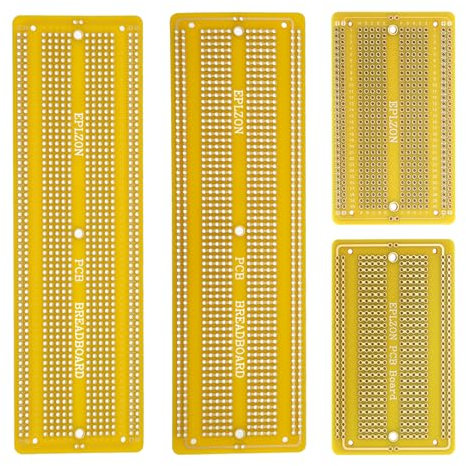 EPLZON 2 pièces 6.8 x 2.05 & 2 pièces 3.5x2.05 Electronic Project Prototypable PCB Board Kit Compatible avec le projet de circuit de soudage DIY Prototype Board,Jaune