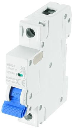 sourcing map 1 interruttore automatico in miniatura, 1P 25 A, CC 250 V, M80DC, montaggio su guida DIN, interruttore di sconnessione, protezione termica magnetica per protezione da cortocircuito, blu