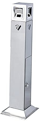 FAZENHUA Hochwertiger Aschenbecher für den Außenbereich, Standaschenbecher für die Terrasse, winddichter Standaschenbecher für den Garten, Pub, Club, Mülleimer/Silber/107,5 x 24 cm