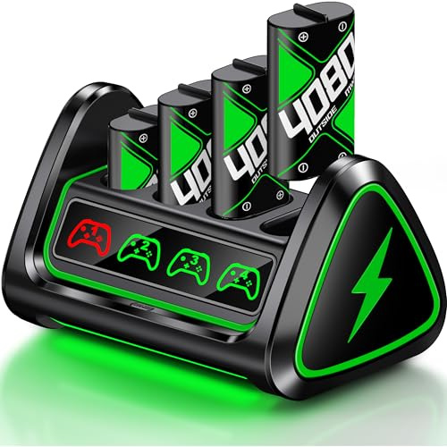 Coogamefly Pack de baterías para Xbox con 4 baterías recargables de 3600 mWh para Xbox One/Xbox Series X/S, estación de carga batería recargable para Xbox