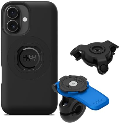 QUAD LOCK Spiegel Handyhalterung für Motorrad mit Vibrationsdämpfer und MAG Hülle für iPhone 16