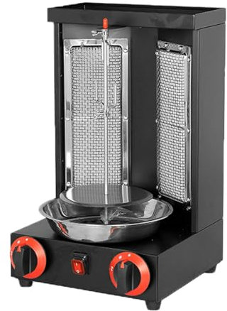 LwiftGal Countertop Kebab Cooker Rotating Roaster Machine, Vertical Gas Doner Kebab Gyro Grill Rotisserie, Barbecue Grill Gas Professional Vertical Rotisserie Oven,black-M