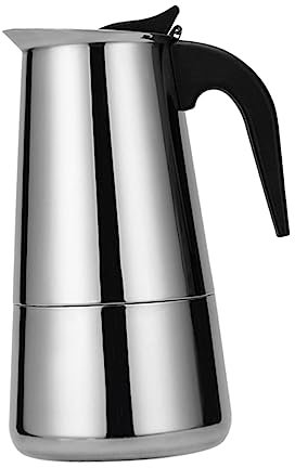 LALADEFIEE Edelstahl Kaffeekanne Mit Sicherheitsventil Zum Druckablass Während des Brühens Kaffeekocher Für Herd Mit Aluminiumgehäuse Und Kühlem Griff Geeignet Für Zuhause Und Büro