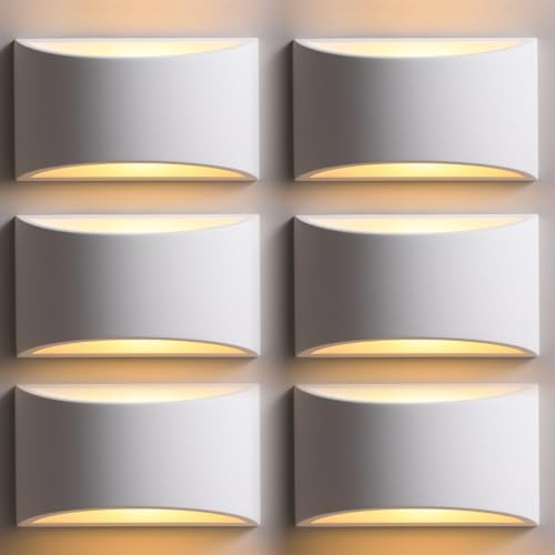 TLGREEN Applique Murale Interieur Avec, 9W LED Lampe Murale en Plâtre, Moderne Applique Murale Décorative, Blanc Chaud 4000K [Classe énergétique E] (6)