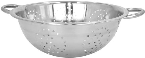 Stainless Steel Colander 24cm (9) - Freestanding with Dimpled Base, Twin Round Handles, Vegetables, Fruits, Kitchen Accessories, Pasta Filter