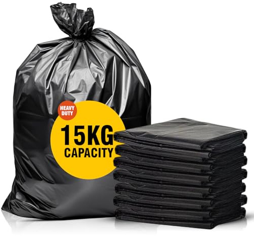 Chef Royale 100x Black 50L Bin Bags for Indoor and Outdoor Use Heavy - Duty Bin Liners Rubbish Trash Bags for Daily use Use - Household,Office - Kitchen & Caterers Recyclable Refuse Sacks (100)
