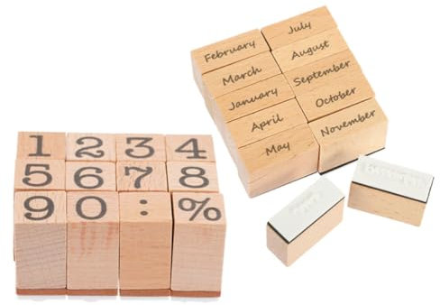 ROMISBABA 2sätze Holzstempel Mit Monats Und Zahlenstempeln Für Diy Scrapbooking Brief Und Geschenkkartendekoration Tagebuchverzierung Und Andere Bastelarbeiten