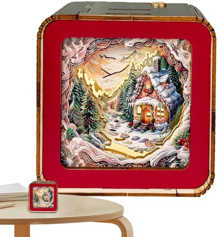 Hobngmuc Luce notturna a puzzle, Luce notturna a puzzle in legno - Luce notturna puzzle - Lampada artistica a LED 3D con puzzle in legno wireless per adulti e adolescenti