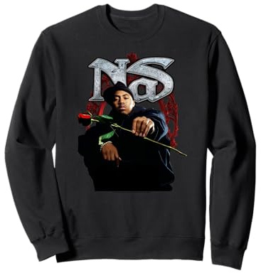Nas Red Rose Hip Hop Rapper Ritratto Stampa Felpa