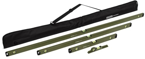 Draper Expert Box Spirit Levels (4 Piece Set) | 1800mm, 1200mm, 600mm & 250mm Bubble Levelling Tool | High Precision 1 x 180° Domed/Arc Central Vial & 2 x 90° Vials | Heavy Duty Aluminium