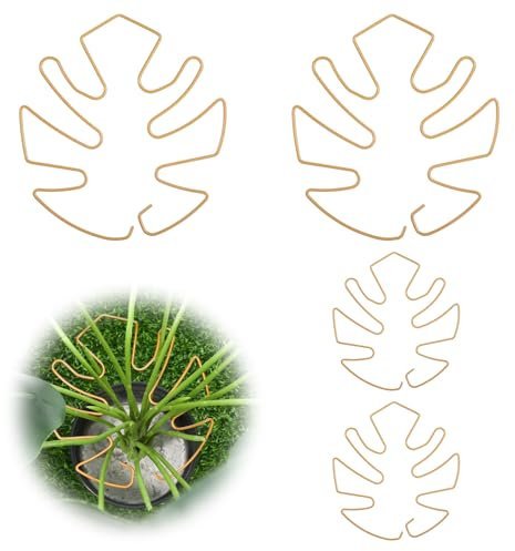 HweeWanX 4 Pcs Monstera Support Set, Iron Stem Holder, Plant Holder, Plant Accessories for Outdoor and Indoor, Monstera Stabilizer for Keeping Growing Vertical (Gold)