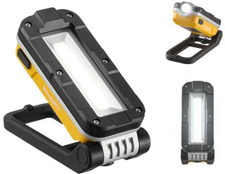 BougeRV Lampada da lavoro ricaricabile, torcia magnetica da 1100 LM, lampada di ispezione con supporto e gancio girevoli a 180°, diverse modalità di illuminazione per riparazioni auto, campeggio