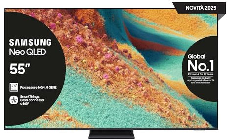 Samsung Neo QLED 4K Vision AI Smart TV 55'' QE55QN85FAUXZT, NQ4 AI Gen2 Processor, 4K AI Upscaling, Dolby Atmos & OTS Lite, Simple Chamfer Design,PACCHETTO INTRATTENIMENTO, 2025