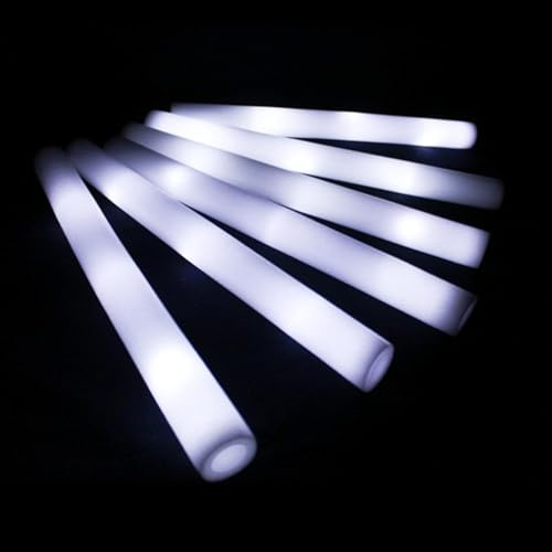 Piro89 - Bastoncini LED, per Matrimoni, per Feste - Lunghezza 48 cm - Bastoncini Luminosi in Schiuma con LED Bianchi (50 unità)