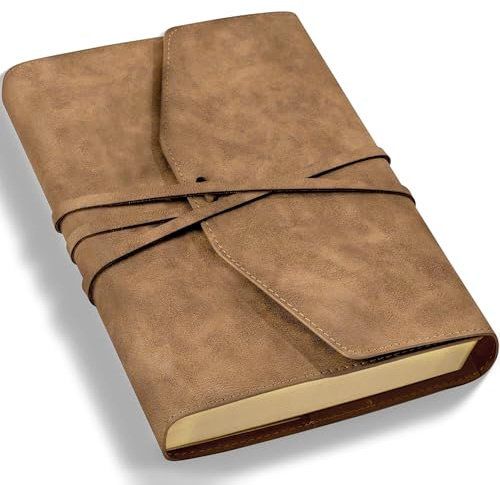 CAGIE Notizbuch Leder A5 Tagebuch für Erwachsene Blanko Journal Buch | Nachfüllbar Kraftpapier, Junk Journal, Softcover, Vintage Diary für das Schreiben, Travel, Skizzieren Scrapbooking