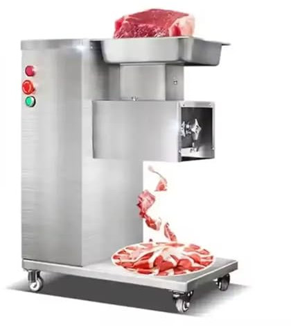 Affettatrice per carne professionale in acciaio inox, tritacarne elettrico mobile da 750 W con lama da 3,5 mm, 180 kg/h, macchina automatica per il taglio delle verdure a 190 giri/min per ristoranti