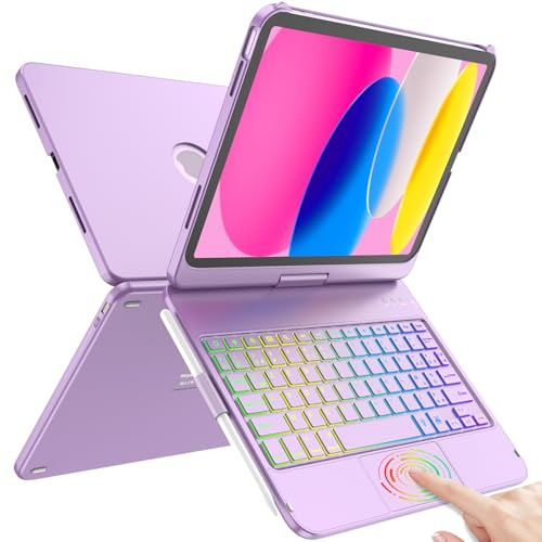 TQQ Clavier pour iPad 10/11 Ème Generation (10.9 Pouces 2022/11 Pouces A16 2025) avec Pavé Tactile de Précision, Clavier Rétroéclairé 10 Couleurs de Type Ordinateur Portable, Clavier Français AZERTY