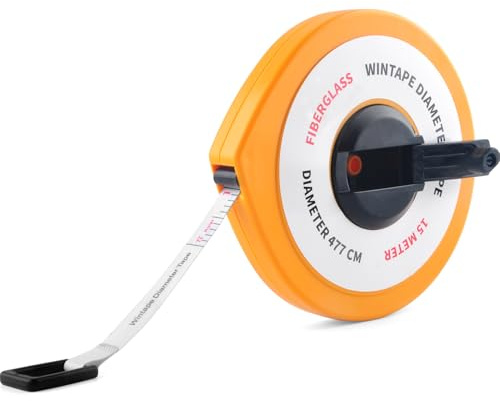 Bobine de ruban de 15 m de long - Pour mesurer les mesures de chemin de fer, travaux de construction routière, mesure de l'arbre électrique (orange)
