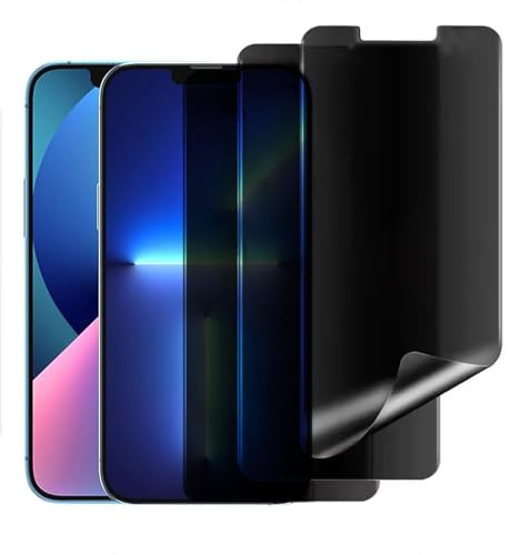 Cfyywqf Privacy Pellicola Protettiva per iPhone 13/13 Pro 6.1 | 2 Pezzi,in idrogel per la Anti-Peeping,anti-spia,in TPU flessibile,autorigenerante [Non Vetro]