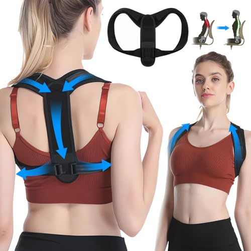 XUNIVERS Fascia Lombare Posturale Spalle Schiena,Correttore Postura Uomo,Donna Tutore Posturale Schiena Dritta Busto Raddrizza Spalle,Regolabile Cintura di Correzione Della Postura,Nero(L)