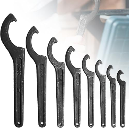WIYETY 8 Pezzi Chiave a settore con perno: 22-62mm Chiave a settore in acciaio di alta qualità con aggetto, Chiave a settore resistente con morsetti per madrevite tonda per officina e montaggio