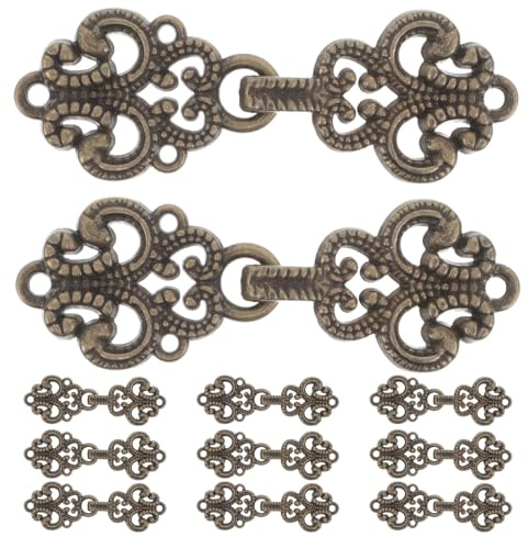 DIYEAH 20 pares de cierres de rana para ropa: botones metálicos vintage de estilo chino para trajes tradicionales, Hanfu y cheongsam.
