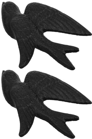 BESPORTBLE Juego de 2 Esculturas de Pared de Hierro Fundido Vintage Forma de Golondrina, Decoración Rústica Elegante para Pared Interior y Exterior, Fácil de Colgar